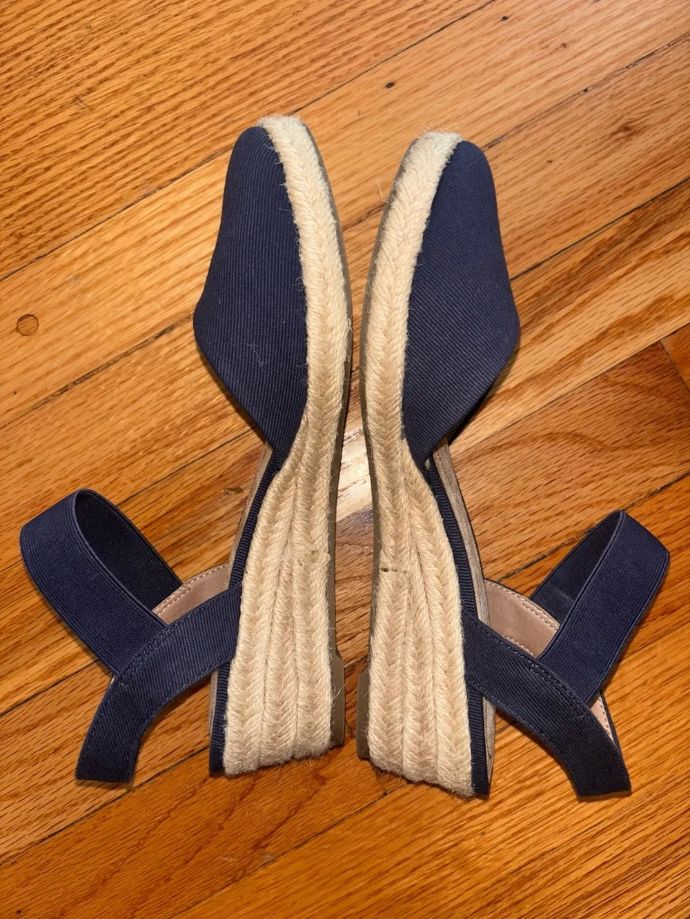 LifeStride Navy Espadrille Wedge Slingback Sandals Soft System Women’s 7 NWOT